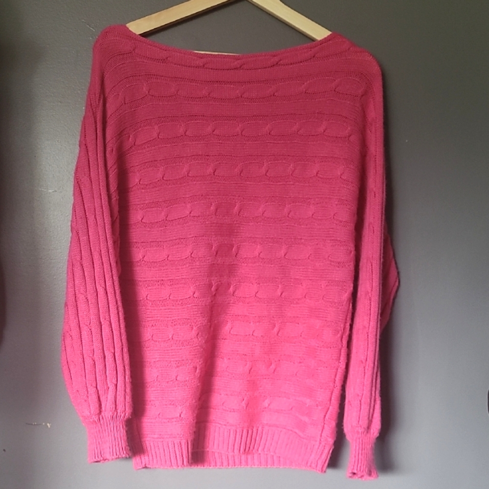 Women's Pink Cable Knit Sweater